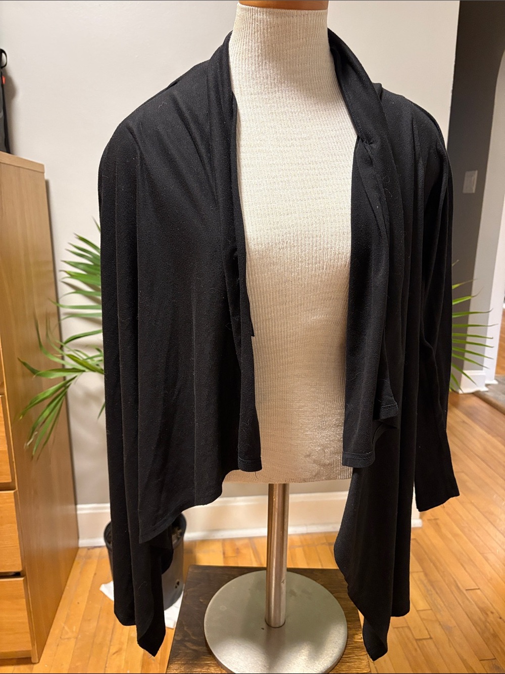 bobeau Black Open Drape Cardigan